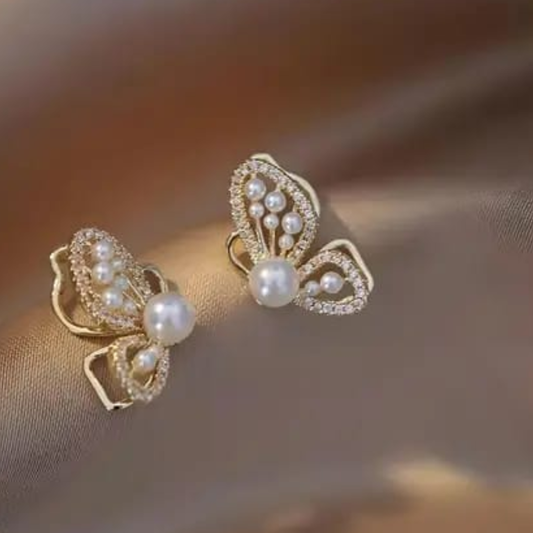 Ethereal Winged Gold Earrings