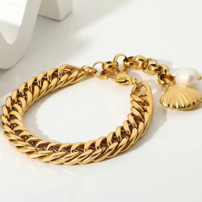 Golden Tide Shell Charm Bracelet