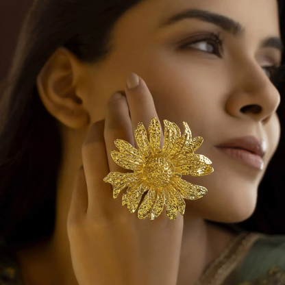 Gold Plated Bloom Sculpt Ring — 18K Edition