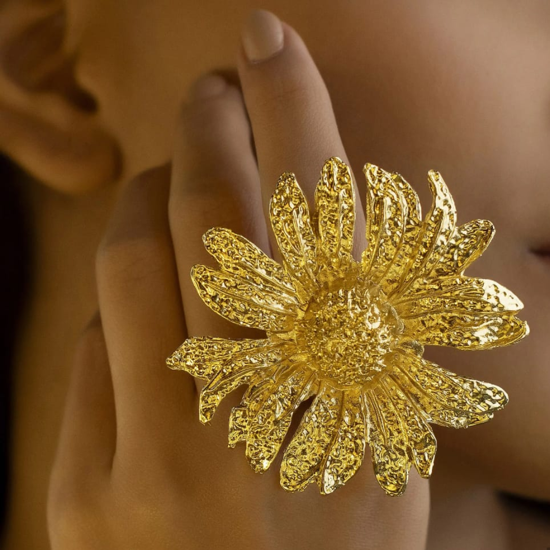 Gold Plated Bloom Sculpt Ring — 18K Edition