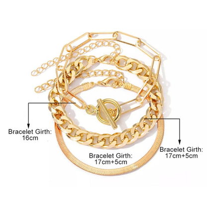 Golden Tri-Stack Bracelet Set