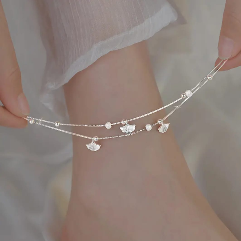 LunaShell Silver Anklet
