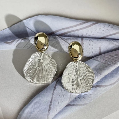 Golden Silver Shell Drop Earrings