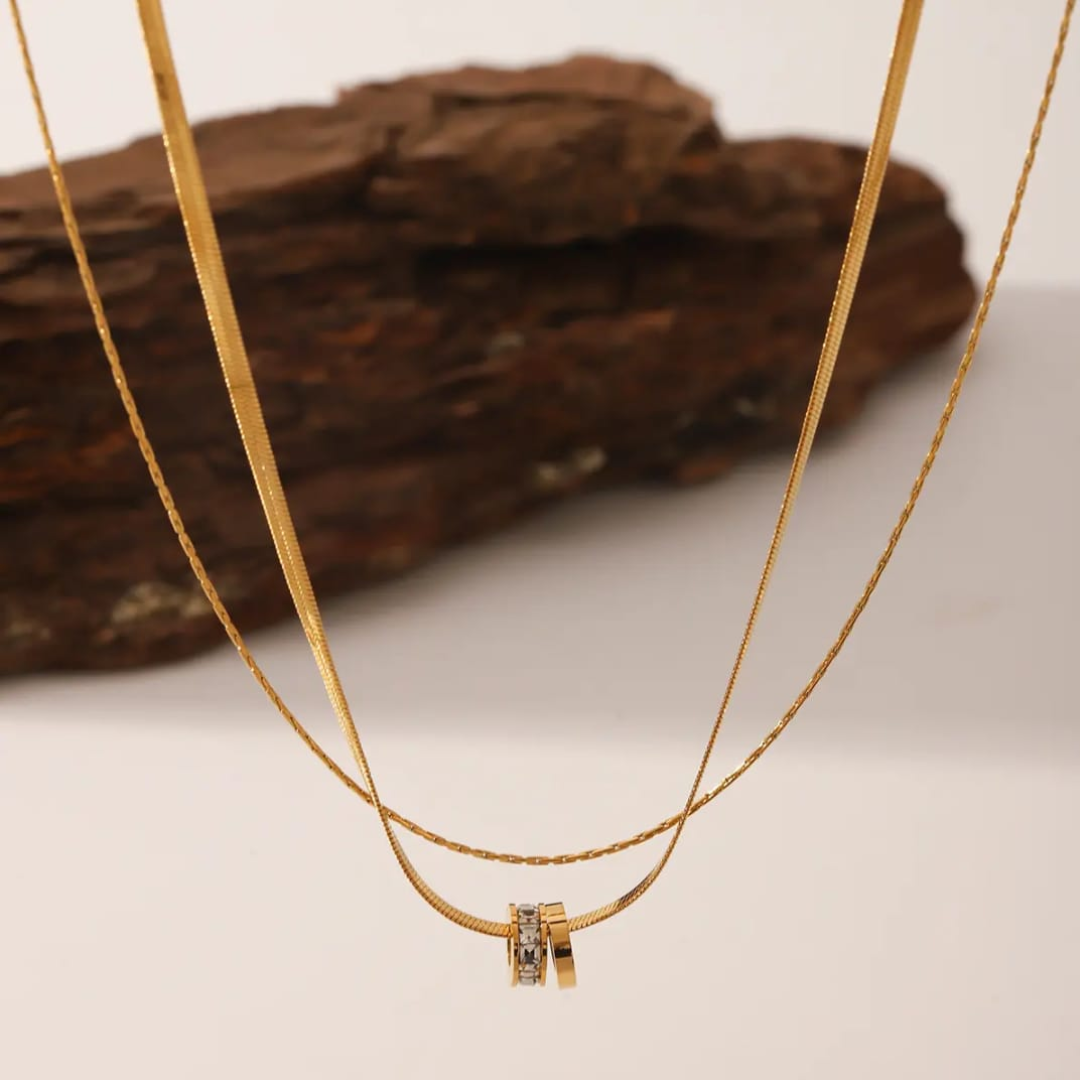 Eternal Duo Halo Necklace — 18K Gold Edition
