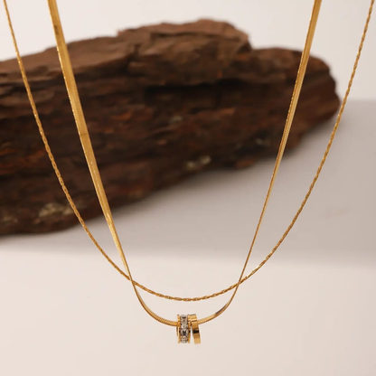 Eternal Duo Halo Necklace — 18K Gold Edition