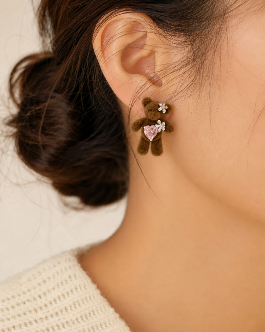 Cupid Teddy Stud Earrings