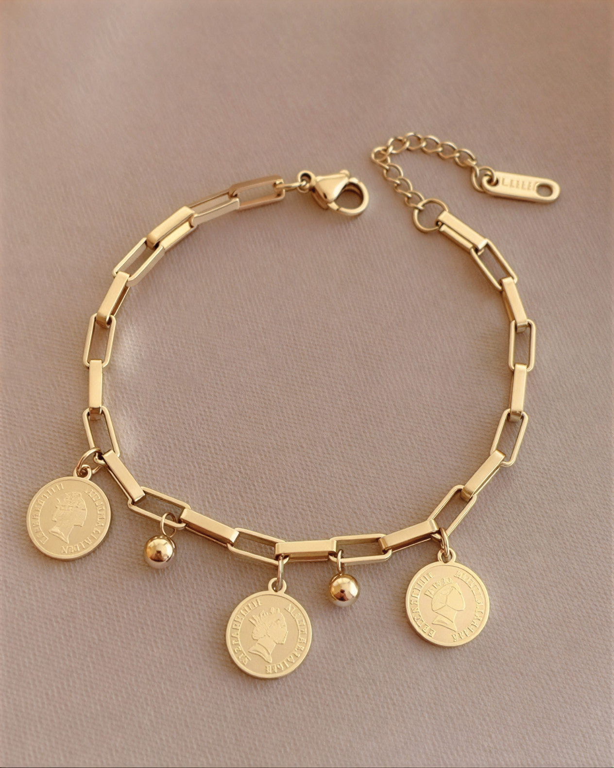 Elizabeth Coin Charm Bracelet