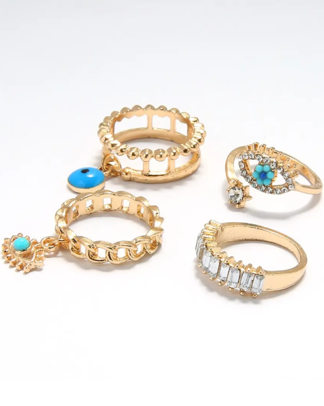 Evil Eye Ring Set (Pack of 4)