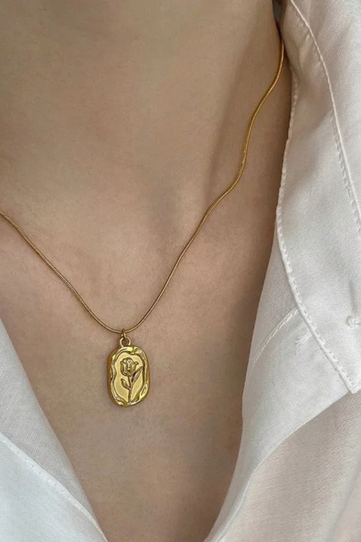 Golden Rose Medallion Necklace