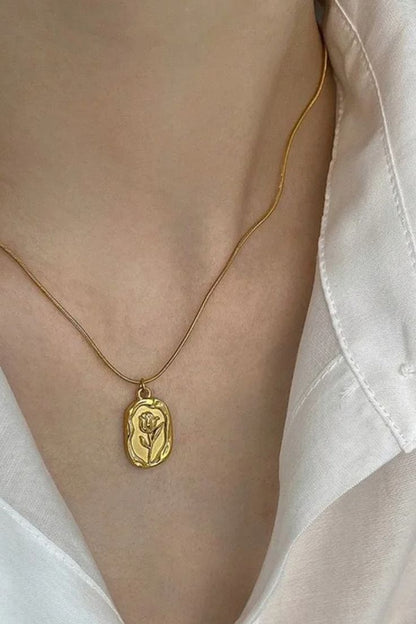 Golden Rose Medallion Necklace