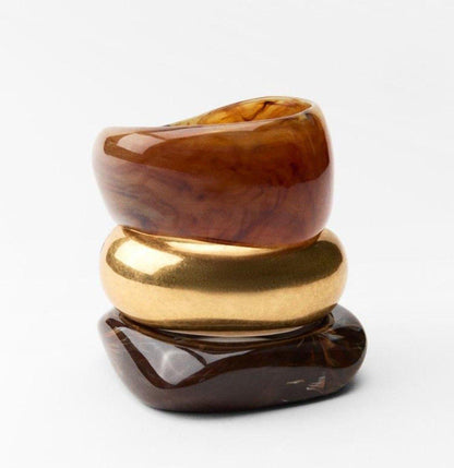 Brown Marble Acrylic Bangle Set