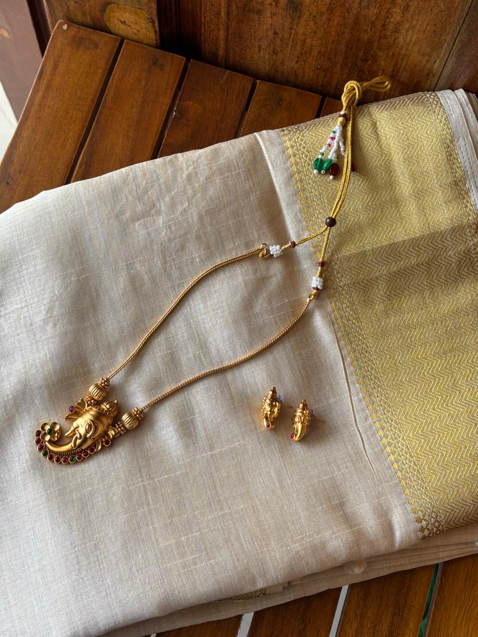 Vighnaharta Necklace and Earpiece Set
