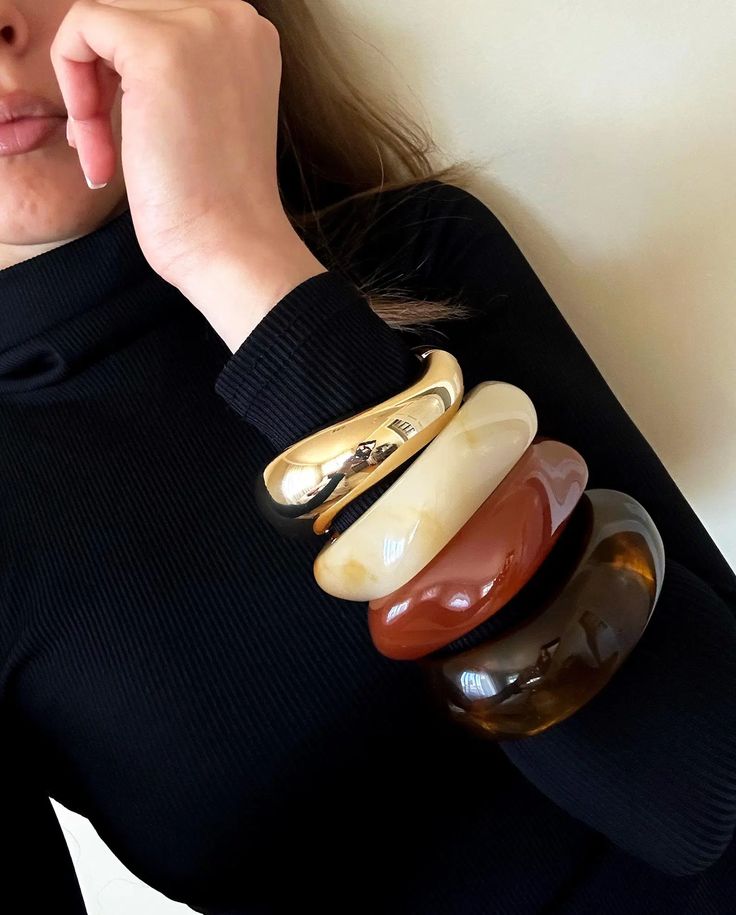 Gold Dome Statement Bangle Set