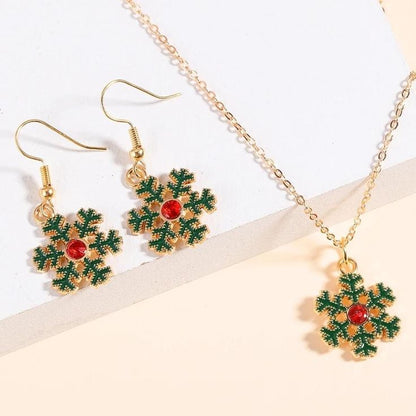 Holly Snowflake Christmas Jewelry Set