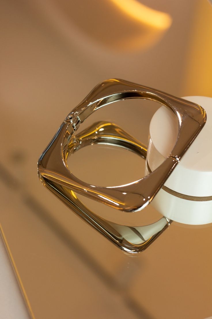 Geometric Gold Steel Bangle