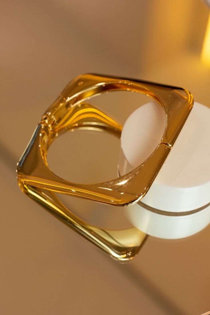 Geometric Gold Steel Bangle