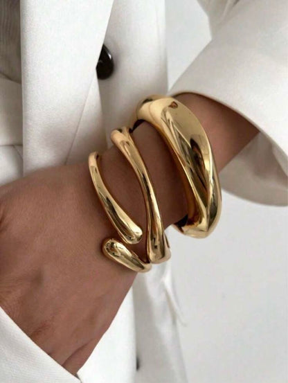 Chunky Gold Statement Bangle Set