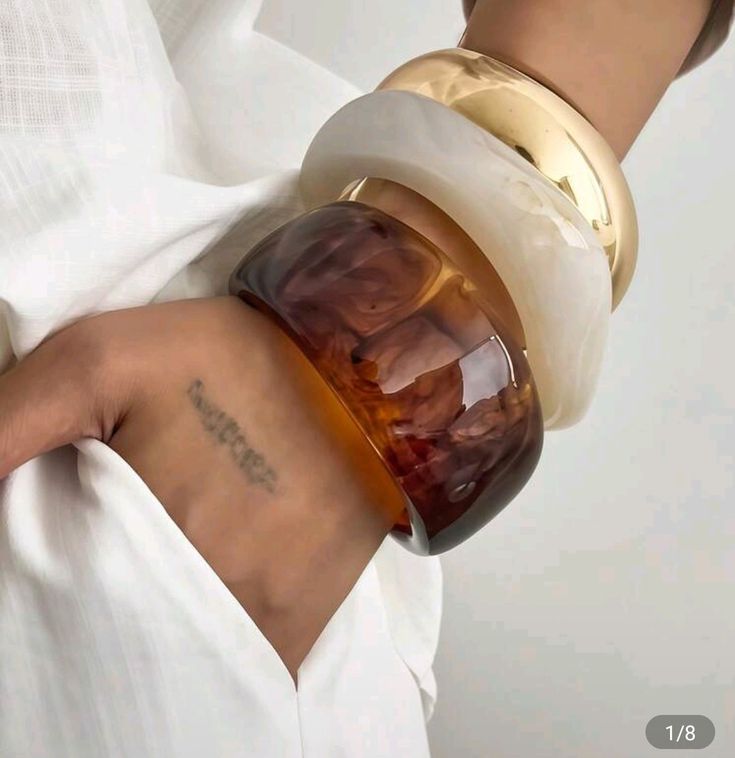 Multi-Tone Acrylic Statement Bangle Set