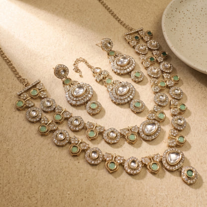 Emerald Royale Kundan Polki Bridal Necklace Set