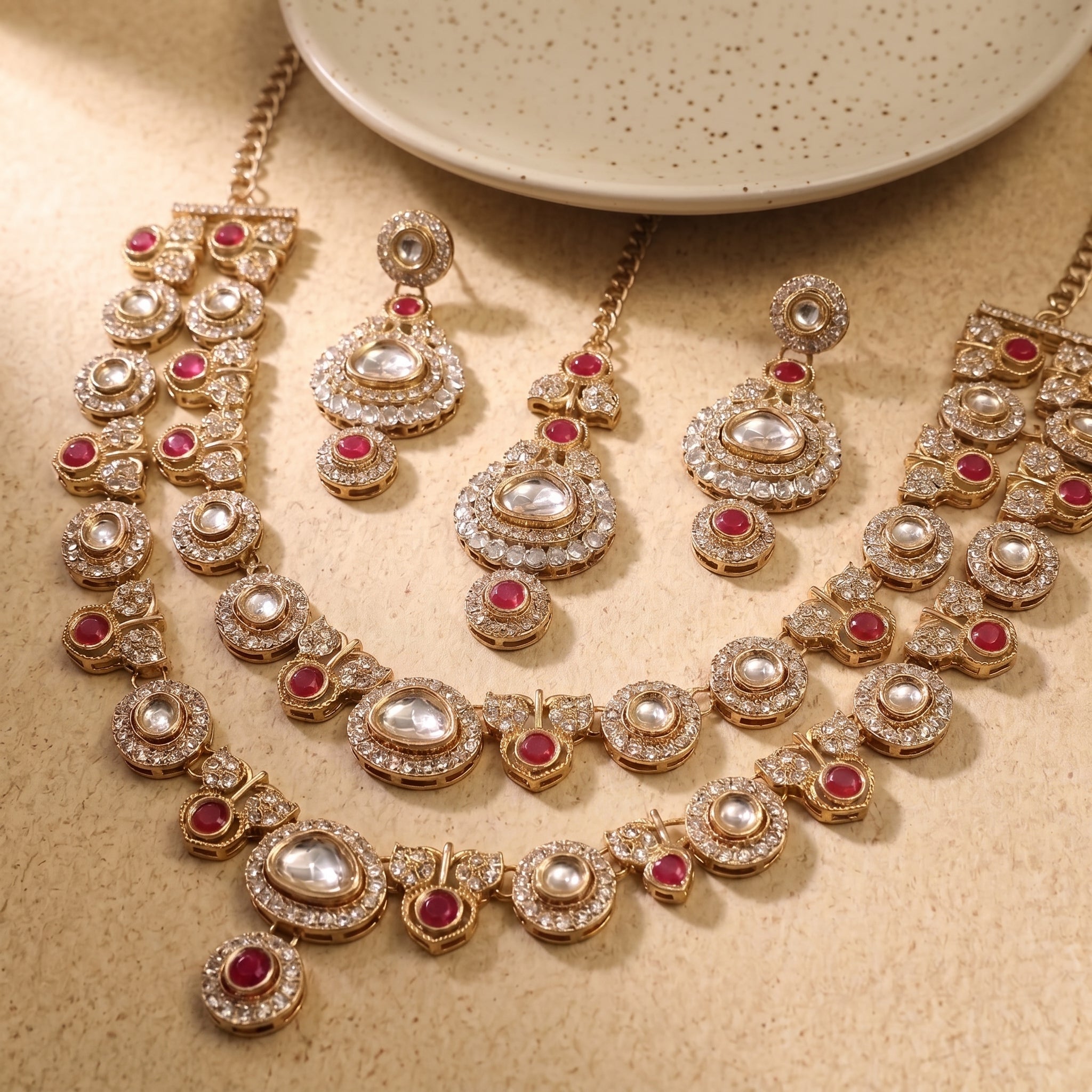 Emerald Royale Kundan Polki Bridal Necklace Set